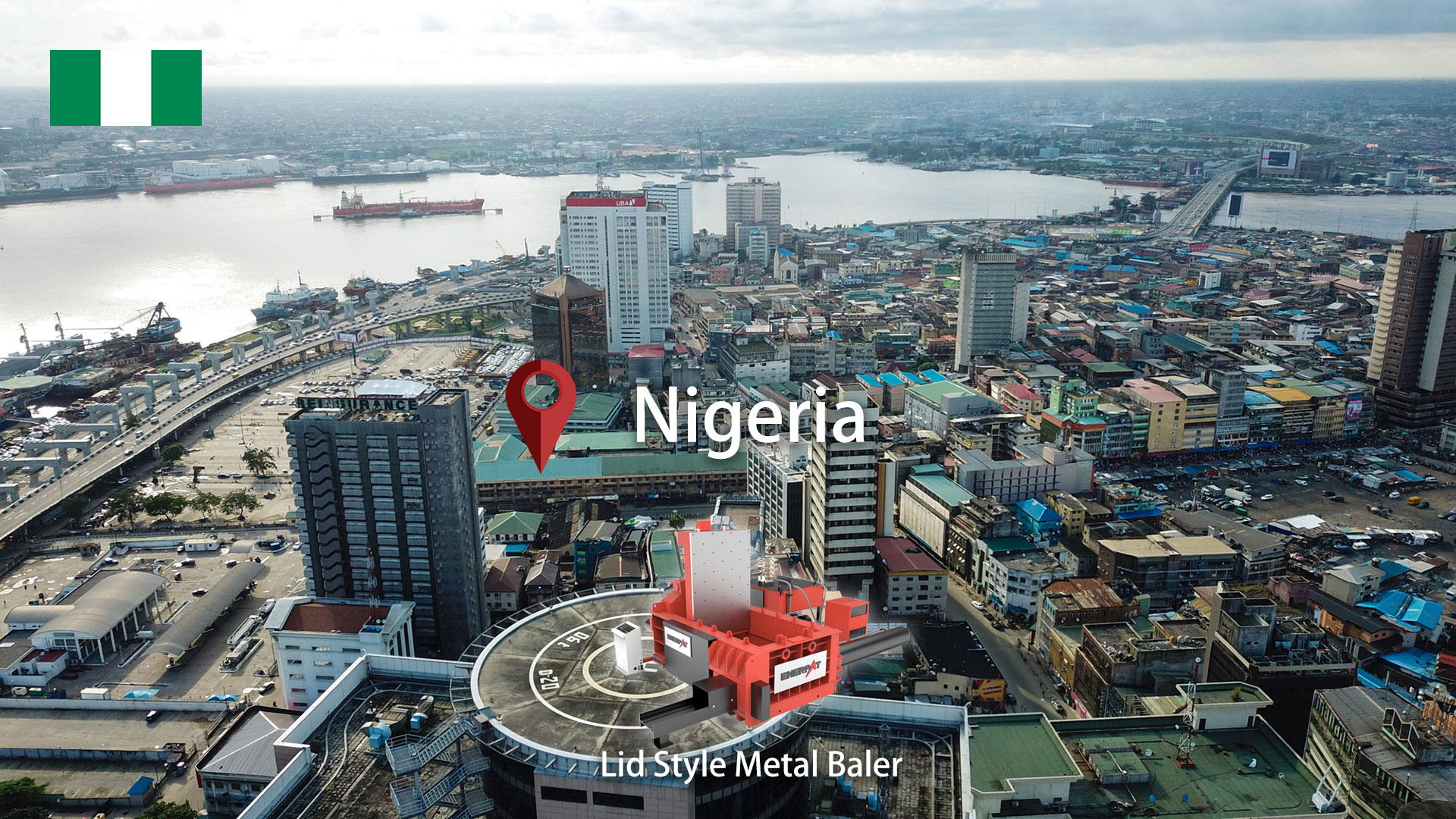 ナイジェリア: ENERPAT スクラップ金属梱包機を設置