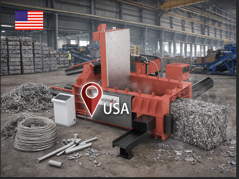 米国: ENERPAT 販売用金属スクラップ梱包プレスが設置されました