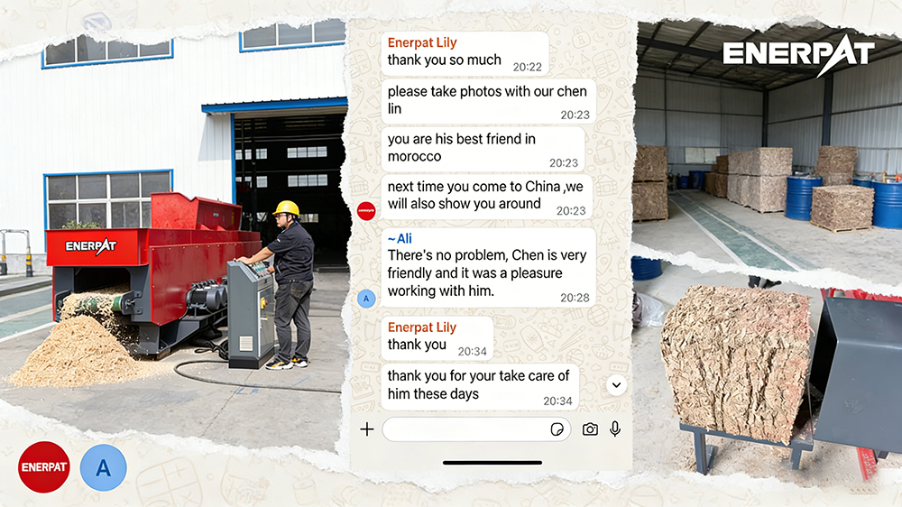 袋詰めシステムを備えた木材削り出し生産ライン 